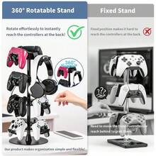 3-Tier Aluminum Alloy Controller Holder Stand, Rotatable Gamepad And Headset Hanger With Anti-Slip Base, Gaming Desk Organizer For P5/P4, XSX/XSS, Switch 2 And PC Controllers - View 7