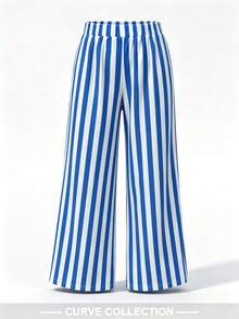 2026 Summer/Autumn Fashion Blue & White Striped Loose Wide Leg Pants - Multicolor - View 9