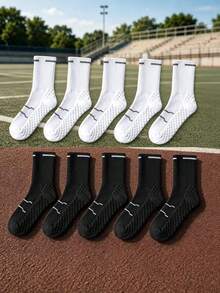 Professional Mid-Calf Sports Socks For Men And Women, Thick Terry Sole, Shock-Absorbing, Anti-Slip, Breathable Long Socks For Running, Fitness, Basketball - Multicolor - View 12