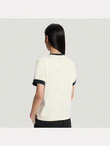 Adidas Women's FAV SS TEE 4 Short Sleeve Knit Collarless T-Shirt TKZ1583 - Beige - View 5