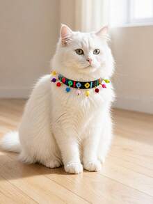 1pc Bohemian Style Tassel Colorful Ball Pet Collar, Suitable For Cats And Small Dogs, Cute Photography Pet Decoration, Adorable Cat Christmas Accessory, Dog Neck Collar, Pet Necklace Jewelry, Suitable For Daily And Celebration Occasions - Multicolor - View 1