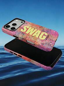 GIIPPA 1pc SWAG Letter Graffiti Pattern Design, Phone 17 Pro Max Phone Case, Compatible With Phone 16 Pro Max, 15 Pro Max, 14 Pro Max, Korean-Style High-End Fashionable And Fun Phone Case, Suitable For 11/12/13/14/15/16 Pro Max Plus, Elegant Design For Men And Women, Perfect Gift For Girlfriend On Christmas, Valentine's Day, Easter, Wedding Season And Birthday! - Multicolor 1 - View 2