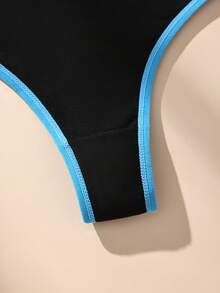 5pcs Color Block Low Waist Seamless Sexy Women's Thong Panties, Elastic Comfortable Ladies Underwear - Multicolor - View 8