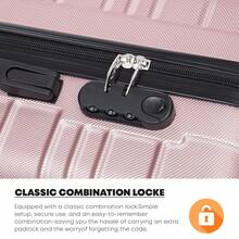 YONSLY Suitcase Set With Combination Lock 4 360° Wheels Mesh Pocket Soft Rubber Handle Nylon Toiletry Bag Travel Bag And 16+20 Inch Travel Suitcase - 玫瑰金 - 查看 5
