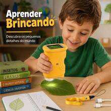 Brinquedo Microscópio Digital Infantil Portátil Zomm 1000x - Amarelo - Visão 7
