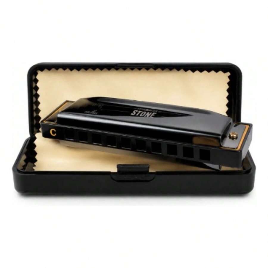 Gaita Diatônica Orleans Stone C 10 Furos Blues Harmonica - Preto - Visão 1