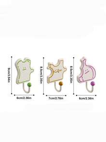 3pcs Kitchen Adhesive Hooks No-Drill Wall Mounted Organizer With Onion Ginger Garlic Design, Waterproof Storage Solution For Home Bathroom Bedroom Decor Accessories - Multicolor - View 2