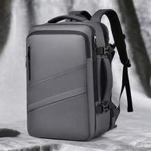 1pc Men's Business Backpack, Leather-Like Waterproof Travel Bag, Large Capacity Multi-Compartment Laptop Backpack, Expandable School Bag, Anti-Theft - Multicolor - View 12