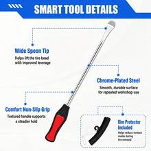 14.6 Inch/37cm Tire Pry Bar Tool Set, 3pcs Extended Steel Tire Pry Bars With 7pcs Wheel Rim Protector Covers, Non-Slip Handle Tire Removal And Installation Tool, Suitable For Cars, Motorcycles, Off-Road Motorcycles, ATVs And Lawn Mowers - A - View 3