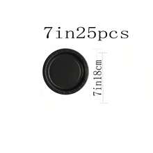 100/50/25/10/1pc Black Paper Plates, Luxury Party Plates, Suitable For Wedding, Birthday, Banquet, Picnic, Gathering, Dessert And Food Display, Disposable For Quick Table Cleanup, Holiday Party Table Decor Paper Plates - Black - View 17