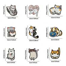 23pcs Cute Cat Embroidered Patches Set, Iron-On Appliques For DIY Clothing, Backpacks & Crafts, Fun Animal Gift - D - View 7