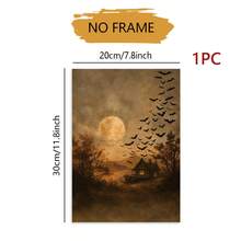 1PC Unframed Canvas Poster, Vintage Haunted House Bats Full Moon Autumn Landscape Wall Art, Halloween Decor, Fall Decor, Room Decor, Suitable For Entryway Farmhouse, Moody Spooky Holiday Art Gift - Abstract - View 11