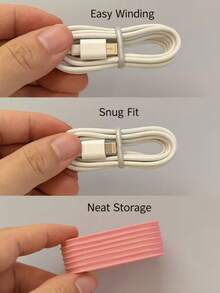 Portable Cable Winder, Desktop & Travel Cable Organizer, Compact Reusable Charging Cable And Earphone Storage Holder, Compatible With Apple 39.37 Inch USB-C Cables - Multicolor - View 3