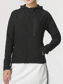Under Armour Women's Sports Jacket OutRun The STORM Jkt Woven Hooded Jogging Jacket 1361384-001 - Black - View 3