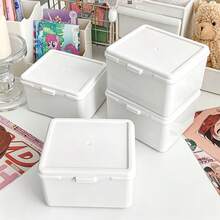Dust-Proof Stackable Mini Plastic Storage Box With Lid, Multi-Functional Desktop Organizer, Portable Small Container For Trading Cards, Stickers, Jewelry And Stationery, Card Box, Business Card Holder, Miscellaneous Storage Box, Cream White Large Storage Box, Thickened Material, Durable And Sturdy, Back To School Season Recommended, Back To School Season Recommended, Classified Storage, Made Of And Material, Easy To Access, Large Capacity Storage Organizer Box - Multicolor - View 5