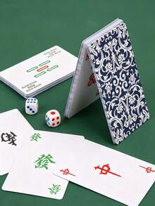 Portable 432pcs Chinese Mahjong And Playing Cards Set, Waterproof Resin Mahjong Tiles And Plastic Cards, Multi-Color, Suitable For Travel, Camping, Beach, Office, Home, Party Game Night, Adult Players Birthday And Christmas Gift - A - View 9
