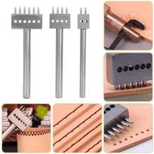 Set de 3 Punzones para Cuero con Espaciado, Herramienta de Perforación para Cinturones y Artesanías, Troquel de Acero de 6mm 2+4+6 - A - Ver 6
