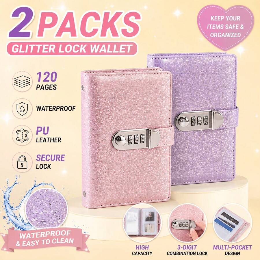 Lockable PU Leather Ledger Binder With Lockable Cash Envelope Organizer - 120 Page Portable Notebook, Suitable For Home Office, Planning, Storage, Financial Record Keeping, With Cash And Document Locking System - A - View 1
