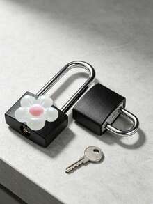 Small Luggage Padlock, Metal Key Padlock, Metal Mini Padlock With Cute Transparent Flower Decoration, 2 Keys Included, Small Combination Lock, No Assembly Required, Suitable For Luggage, Pencil Case, Backpack, Travel Accessories, School Locker, Sports Locker, Fence, Toolbox, Perfect For Graduation Season, Back To School, Teacher's Day Gift, Travel Accessory - Multicolor - View 9