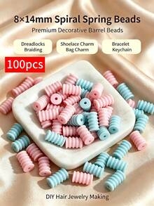 50/100pcs 8x14mm Acrylic Multicolor Spiral Barrel Beads,Cute Cylindrical Large Hole Plastic Beads,Suitable For DIY Hair Accessories And Bead Jewelry Making,Shoe Charms, Bag Chain, Bracelets,Keychains,Crafts For Adults - Multicolor - View 20