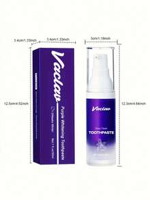 Vaclav Pasta Gigi Pemutih Ungu 30ml Koleksi Warna Rasa Mint Pembersih Mendalam Nafas Segar Penghilang Noda Memperbaiki Gigi Kuning Hadiah untuk Wanita - Mint - View 6