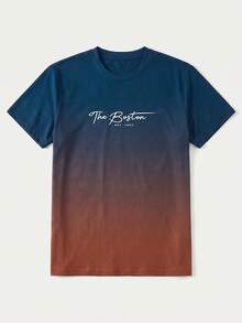 Men's Ombre Short Sleeve T-Shirt, Comfortable & Breathable, Summer Wear, Leading Fashion - Royal Blue - View 8