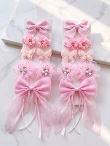 10pcs Pink Plaid Bow Hair Accessories Set, Durable And Gentle On Hair, Basic Cute Sweet Hair Clips - Suitable For Girls And Kids, Daily, Vacation, School, Date - Multicolor - View 2