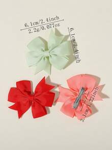 24pcs Full Color Ribbed Bow Hair Clips, Minimalist Gentle Non-Damaging Hair Accessories, Daily Atmospheric Headwear - Mixed color - View 6