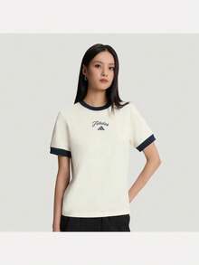 Adidas Women's FAV SS TEE 4 Short Sleeve Knit Collarless T-Shirt TKZ1583 - Beige - View 1