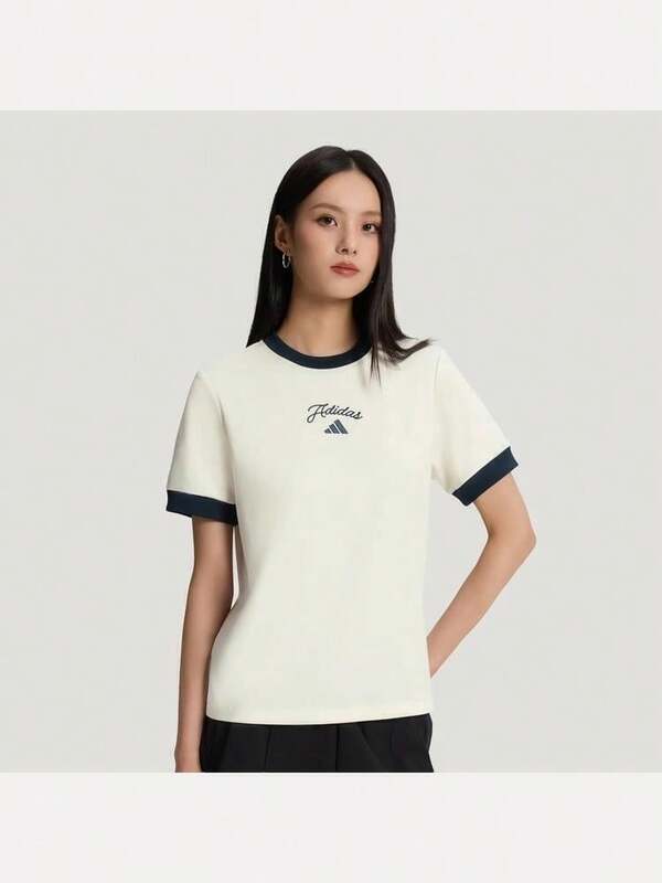 Adidas Women's FAV SS TEE 4 Short Sleeve Knit Collarless T-Shirt TKZ1583