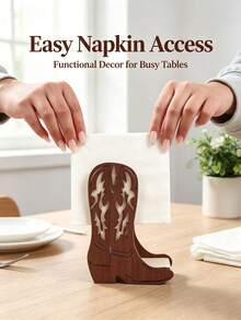 Cowboy Boot Shaped Napkin Ring, Western Theme Tabletop Organizer, Party Wedding Tableware Storage, Cowboy Boot Shaped Napkin Holder, Tabletop Storage Decor, Western Theme Tableware Organizer - Multicolor - View 2