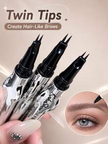 Single-Axis Waterproof Long-Lasting Smudge-Proof Dual-Component Liquid Eyebrow Pencil, Smooth Natural Color Application, Defined Strands, Suitable For Beginners To Create Realistic Wild Eyebrows - Multicolor - View 5