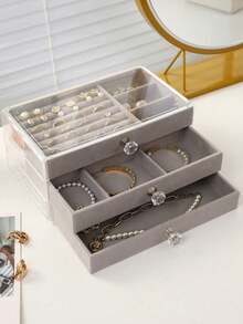 1pc 5-Layer Transparent Acrylic Jewelry Box, Large Capacity Jewelry Storage Box, Drawer-Style Jewelry Storage Display Box, With Adjustable Velvet Tray, Suitable For Earrings, Rings, Bracelets, Necklaces, Bracelets, Holiday Gift., Birthday Gift - Jewelry Box - View 22