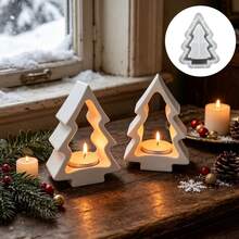 1pc Christmas Tree Candle Holder Silicone Mold, Christmas Aromatherapy Candle Holder Base Ornament Plaster Resin Mold, Holiday Atmosphere Decorative Ornament Mold, Perfect For Handmade Crafts, Gift Making, Reusable - Christmas Tree Candlestick Mold - View 7