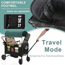 Multifunctional Camping Vehicle, Dual Push-Pull Mode Children's Camping Vehicle, Easy To Fold, Oversized Tires, Essential For Camping - 黑色 - 查看 6