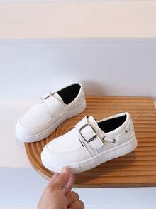 1 đôi giày sneaker loafer trẻ em phong cách retro phối màu, giày thường ngày cho bé trai và bé gái, mùa xuân thu, mẫu mới, chống trượt, xỏ chân dễ dàng - trắng - Xem 1