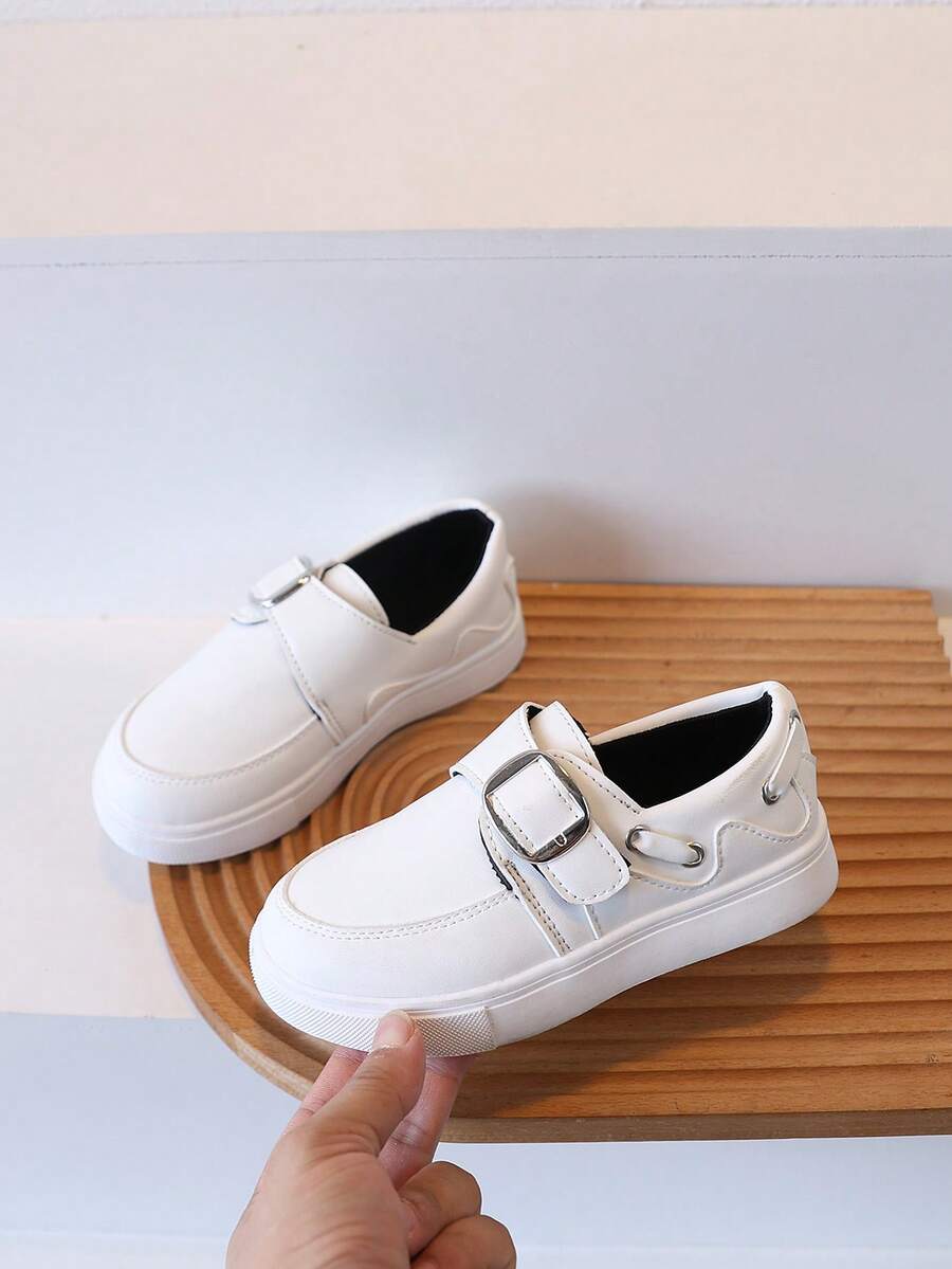 1 đôi giày sneaker loafer trẻ em phong cách retro phối màu, giày thường ngày cho bé trai và bé gái, mùa xuân thu, mẫu mới, chống trượt, xỏ chân dễ dàng - trắng - Xem 1