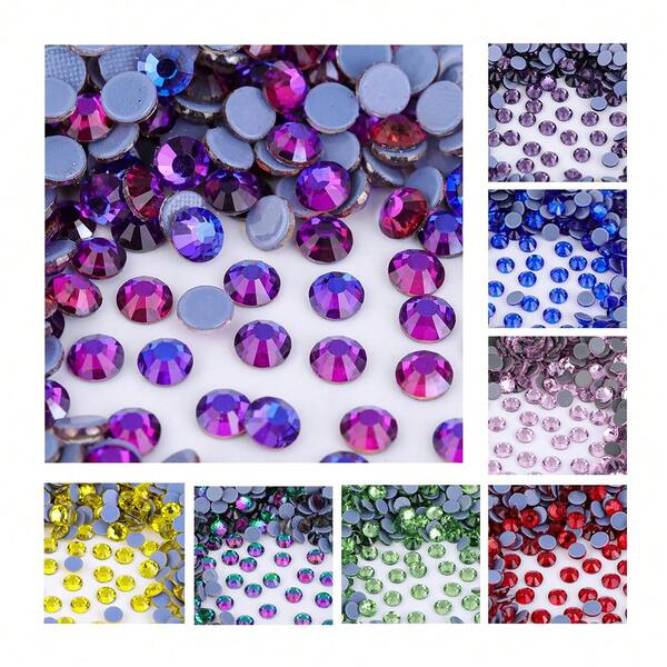 YONGNING SS20 1440 piezas de cristales de vidrio transparente con adhesivo termofijo, espalda plana, decorativos DIY 3D para zapatos, ropa, sombreros y otros artículos de uso diario