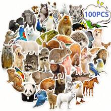 50/100張混款逼真動物貼紙，卡通森林與草原可愛小動物貼紙，適用於行李箱、水壺、滑板、塗鴉、學校用品、開學季 - 彩色 - 查看 16