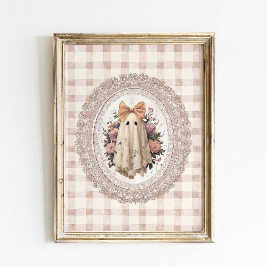 1pc Frameless Funky Ghost Vintage Halloween Rustic Wall Art Dorm Gift - Multi-color - View 1