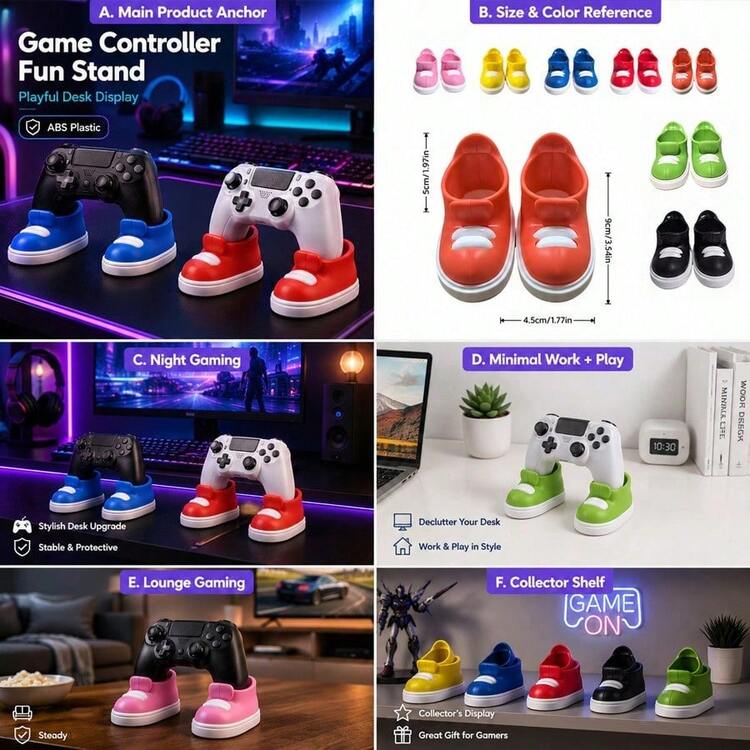 Fun Game Controller Stand - Colorful Shoe-Shaped Base; Suitable For Game Controllers; Great Gift For Gamers (Perfect For Birthday, Halloween, Christmas); Both A Desktop Decoration And A Fun Controller Stand & Gaming Accessory - Multiple Styles - View 9