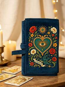Evil Eye, Vintage Sacred Heart Pattern, Velvet Tarot Card Storage Bag, Plush Magic Bag, Vintage Style Pattern, Drawstring Pocket, Soft Fabric Protective Cover, Portable Card Pouch, Suitable For Storing Tarot Cards And Small Items, Tarot Card Bag, Suitable For Tarot Cards, Divination Cards, Card Games And Small Items Storage, Suitable For Christmas, New Year, Valentine's Day And Back To School Gifts - Multicolor - View 2