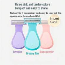 3pcs Women's Shaving Razor Set, Home Hair Removal Tool For Underarm, Leg, Pubic Hair Trimming And Cleaning, Private Area Shaver, Leg Razor, Replaceable Blade Head, Christmas, Back To School, Holiday, New Year Gift, Perfect Party Gift, Party Favor, Women's Gift, Perfect Gift For Mom - Multicolor - View 8