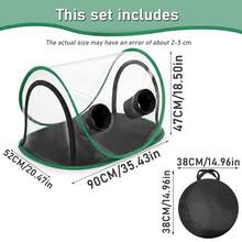 1pc Portable Mushroom Growing Tent Clear PVC Still Air Box With Arm Sleeves & Zipper, Pop Up Mini Greenhouse For Indoor Plant Cultivation & Seedling Propagation With Storage Bag - Plant Grow Dome - View 3