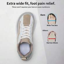 Sepatu Atletik Wanita dengan Kotak Jari Kaki Lebar, Jaring Bernapas, Kombinasi Warna, Bertali, Sol Tebal, Ringan untuk Lari, Jalan, dan Latihan, Cocok untuk Pemakaian Sehari-hari - MultiWarna - View 4