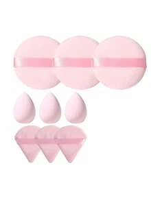 9/16PCS Makeup Tools Set Including:3PCS Makeup Sponges+3PCS Triangle Powder Puffs+3PCS Circular Powder Puffs+3PCS Facial Cleansing Sponges+1pc Hairband+2PCS Hand Bowl Strap+1pc Makeup Brush Cleaning Tools - Pink - View 12