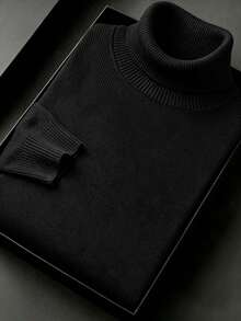ZYNTH BALENO Men's Fashion Ribbed Turtleneck Long Sleeve Sweater, Suitable For Fitness, Running, Hiking Sports, Black - Black - View 7