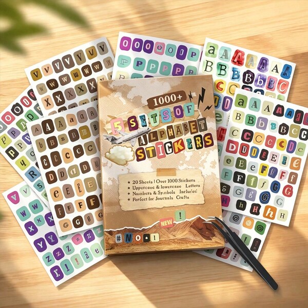 1000+ Letter Stickers, Suitable For Scrapbooks, Journals And DIY Crafts - Vintage Rum Font Letter Paper, Including Uppercase And Lowercase Letters, Numbers, Symbols, Matte Paper Suitable For Collage, Journaling, Planner, Greeting Card Making