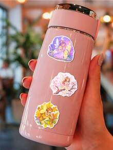 50Pcs Cute Fantasy Fairy Scrapbook Stickers, Watercolor Magical Flower Fairy Rainbow Star Waterproof Decals For Notebook Planner Craft - Multicolor - View 5