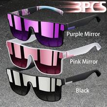 3PCS Fashion Vintage Square Sports Glasses Flat Frame Street For Unisex Eyewear For Choice For Outdoor Vacation And Daily Clothing Matching - 3PCSF766 - View 14